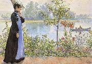Carl Larsson Late Summer Karin by the Shore oil painting